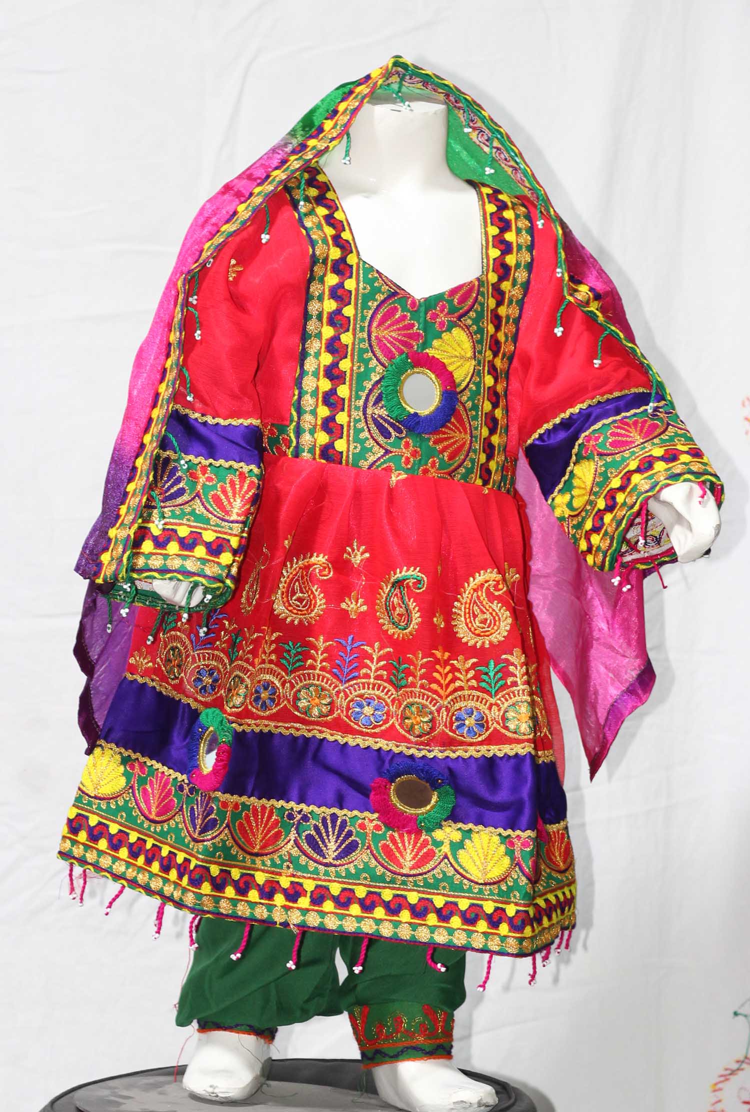 Traditional Frock for kids - Afghani Frock Red - Kochyana