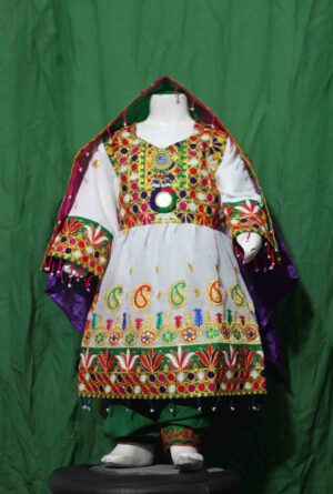 Afghani dress-Traditional Frock for kids White color