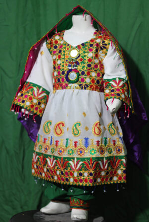 Afghani dress-Traditional Frock for kids White color