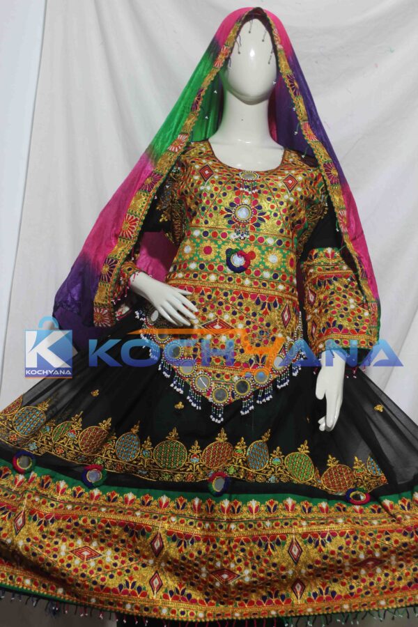 Afghan Dress- Traditional Frock - Afghani Frock Full size Black