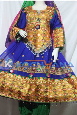 Afghan Dress- Traditional Frock - Afghani Frock Full size Blue