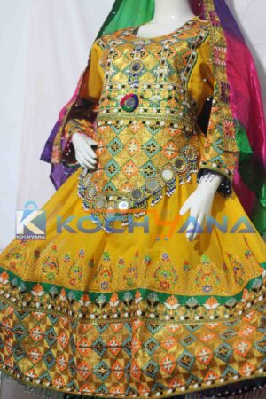 Afghan Dress- Traditional Frock - Afghani Frock Full size Yellow