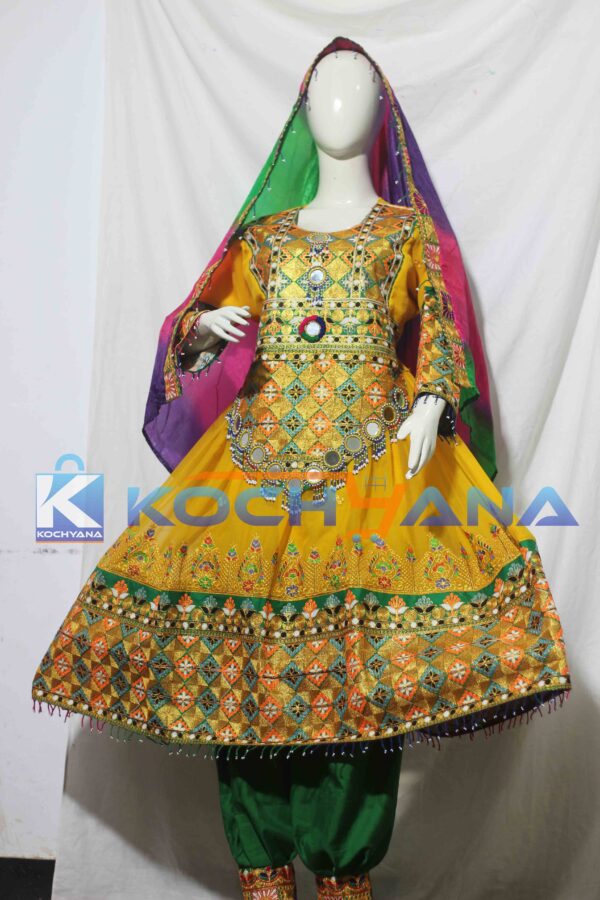 Afghan Dress- Traditional Frock - Afghani Frock Full size Yellow